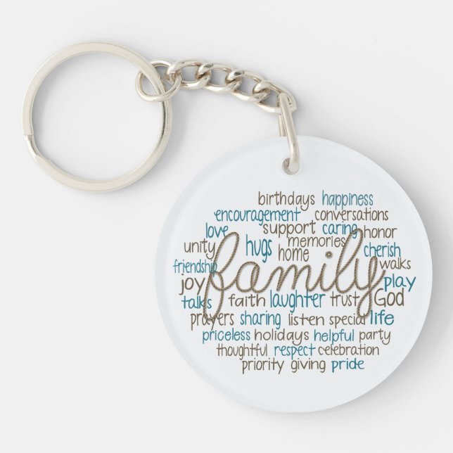 Llavero Family Word Cloud With Rope Text (Frente)