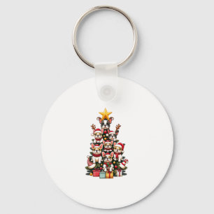 Llavero Famoso Bulldog francés Árbol de Navidad Santa Hat 