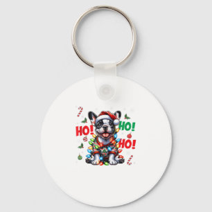 Llavero Famoso Bulldog francés HO HO Navidades Santa Hat