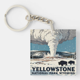 Llavero Famoso géiser Old Faithful del parque Yellowstone