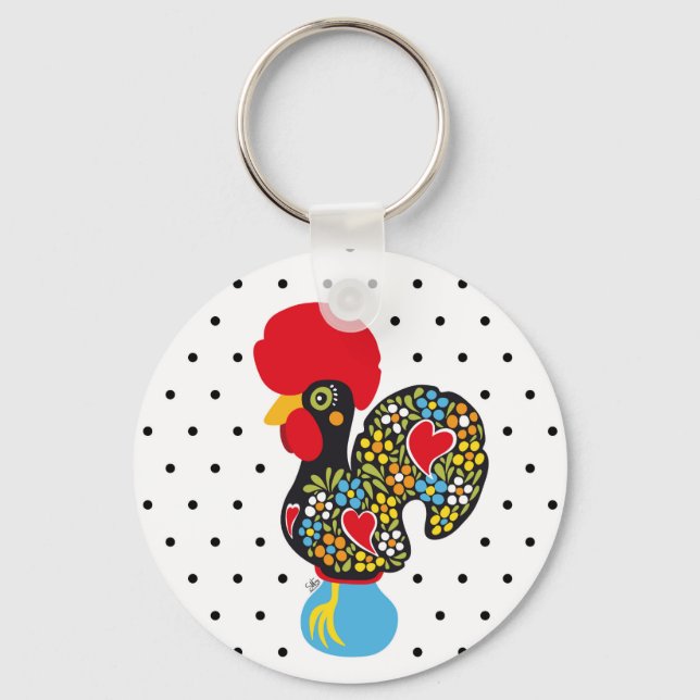Llavero Famoso Rooster de Barcelos Nr 06 - Puntos Polka (Anverso)