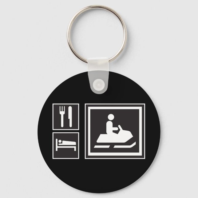 Llavero Fanático de moto de nieve - ¡Comer, dormir, ir a m (Anverso)