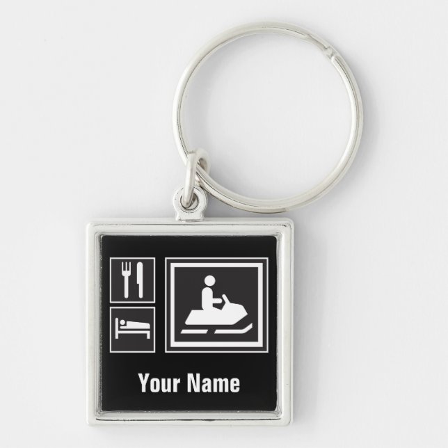 Llavero ¡Fanático del Snowmobile - coma, duerma, vaya a (Frente)