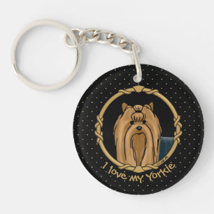 Llavero Fancy Frame Yorkshire Terrier Yorkie Portrait Cute