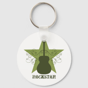 Llavero Fancy Guitar Star Swirls Keychain, Green