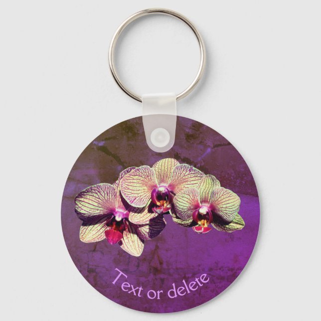 Llavero Fancy Orchid Flower Trio Personalizado (Anverso)