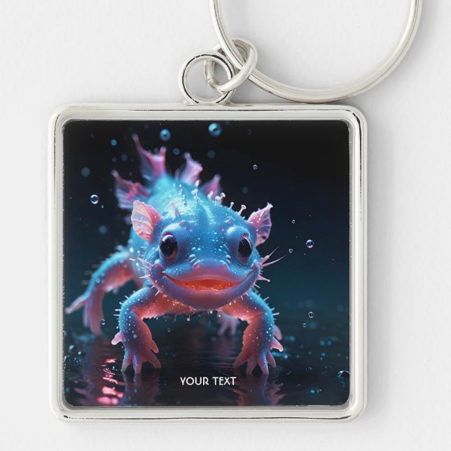 Llavero Fantasía Cute Blue Sonriente Axolotl (Frente)