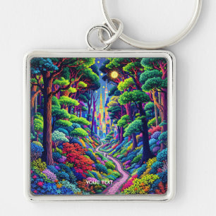 Llavero Fantasía Cute Bosque Y Ciudad