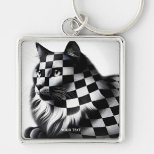 Llavero Fantasía Cute Checkered, gato encantador