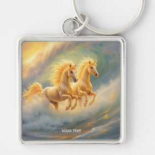 Llavero Fantasía Cute Dos Caballos Oleada