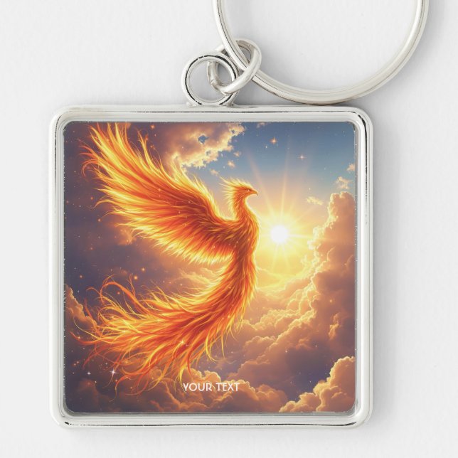 Llavero Fantasía Cute Flaming Phoenix Rises (Frente)