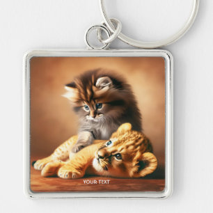 Llavero Fantasía Cute Gatito Jugando Con El Tigre