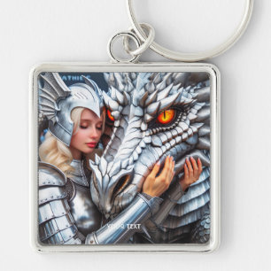 Llavero Fantasía cute mujer guerrera dragón