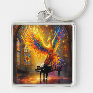 Llavero Fantasía Cute Phoenix Jugando Piano