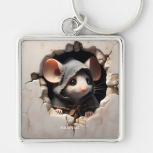 Llavero Fantasía Cute Ratón Cortado Muro
