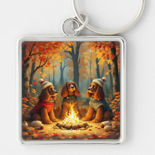Llavero Fantasía Cute Tres Perros De Otoño
