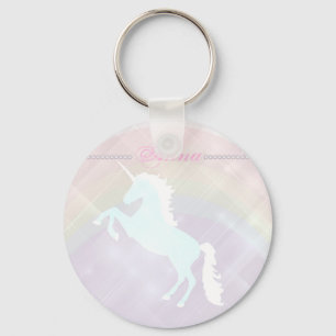 Llavero fantasía de unicornio rosa y púrpura