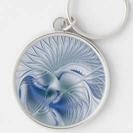 Llavero Fantasía dinámica Resumen tonos azules arte fracta