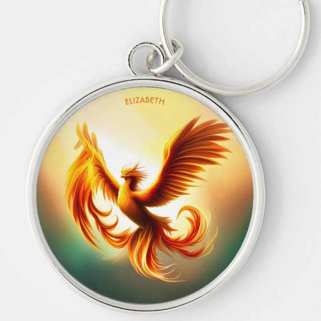 Llavero Fantasía en ascenso Golden Phoenix Art Deco Style (Frente)