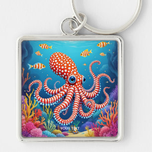 Llavero Fantasía en mar de pulpo a cuadros