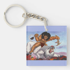 Llavero Fantasía Ilustracion acuarela Bestia montando tigr