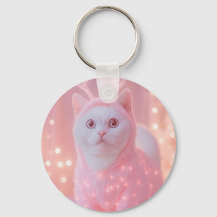 Llavero Fantasia Invernal Gatito Reno Brillante Lindo     