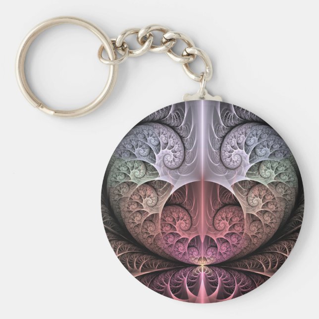 Llavero Fantasía irreal abstracta arte fractal (Frente)