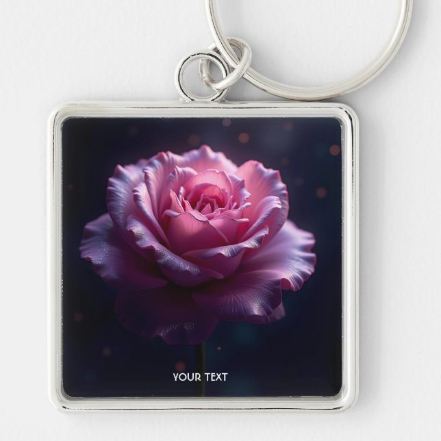 Llavero Fantasía linda rosa rosa (Frente)