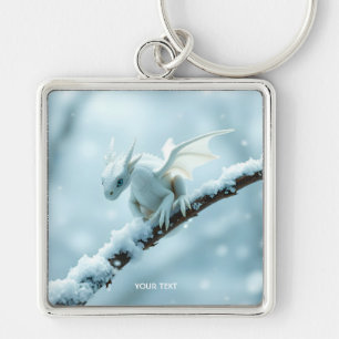 Llavero Fantasía lindo Dragón de bebé blanco