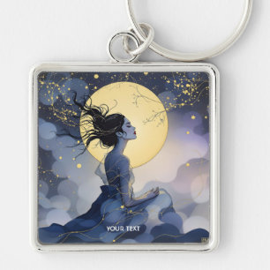 Llavero Fantasía Mujer Cute Árboles Luna