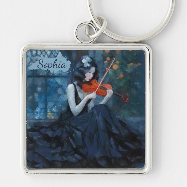 Llavero Fantasía oscura violinista gótico en el Jardín de  (Frente)