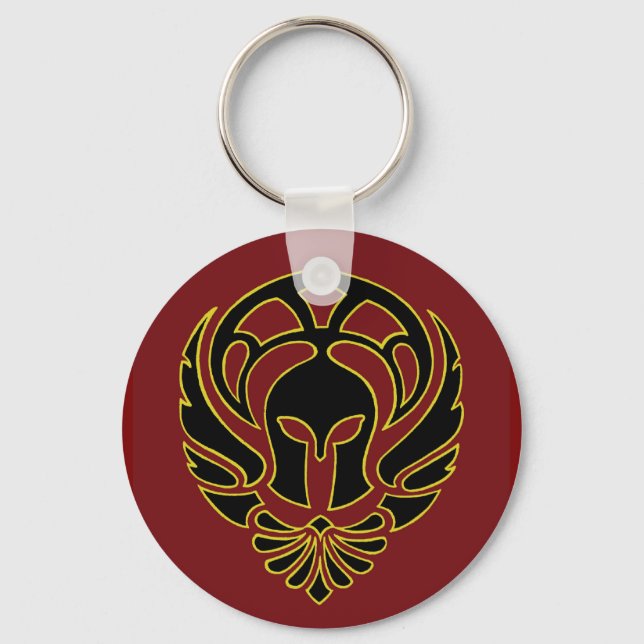 Llavero Fantasía Red Spartan Griega Warrior Keychain (Anverso)
