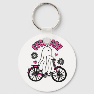 Llavero Fantasma de Cycopath Halloween en bicicleta rosa