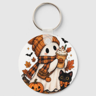 Llavero Fantasma de Especias de Calabaza Halloween Acogedo
