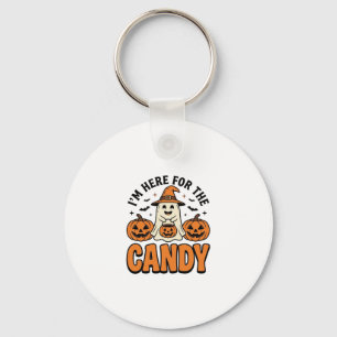 Llavero Fantasma de Halloween Aquí por los Dulces Diseño A