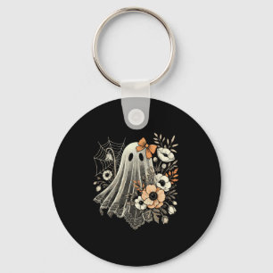 Llavero Fantasma de Halloween con flores vintage 