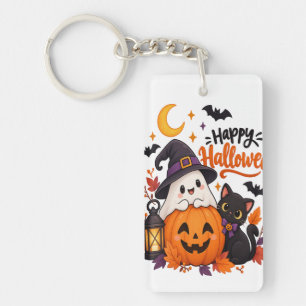 Llavero Fantasma de Halloween Feliz Lindo Calabaza Gato Ne