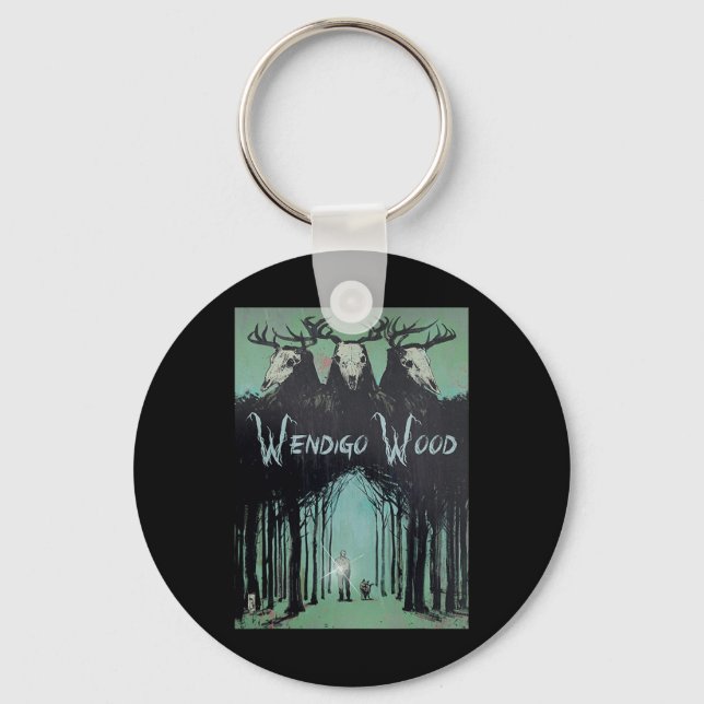 Llavero Fantasma Del Bosque Criptid Wendigo Madera (Anverso)