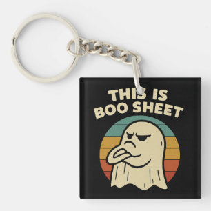 Llavero Fantasma Divertido "Esto Es Hoja de Boo" Retro Hal