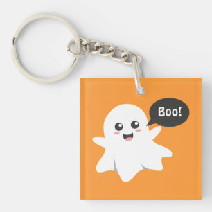 Llavero Fantasma Lindo que Dice Boo, Feliz Halloween