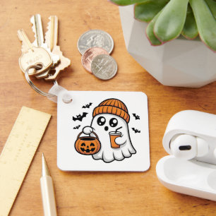 Llavero Fantasma naranja de Halloween Kawaii Gorro Espírit