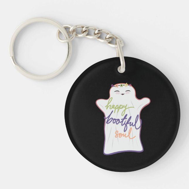 Llavero Fantasma Personalizado colorido con texto (Frente)