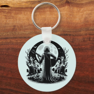 Llavero Fantasma tocando la guitarra en el cementerio del 