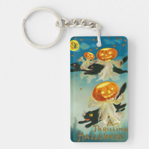 Llavero Fantasmas de calabaza de Halloween y gatos negros