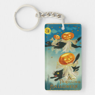Llavero Fantasmas de calabaza de Halloween y gatos negros