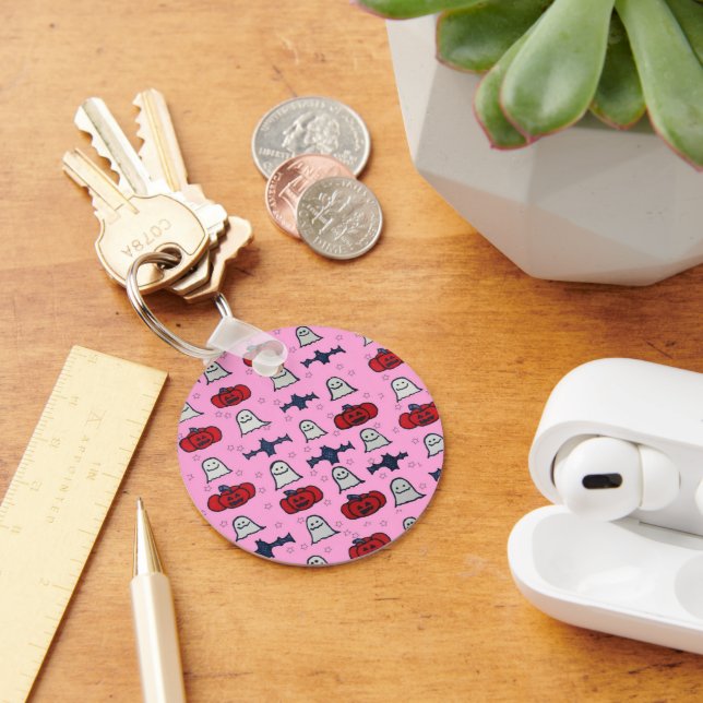 Llavero Fantasmas rosados de Halloween, murciélagos y Jack (Escritorio )