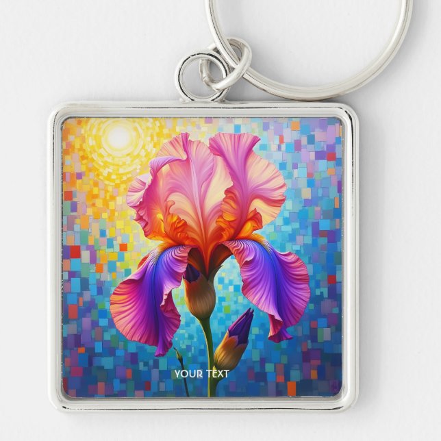 Llavero Fantástica flor naranja rosa linda (Frente)