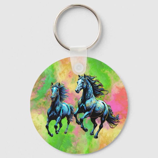 Llavero Fantástico Dos Caballos Galopantes (Anverso)