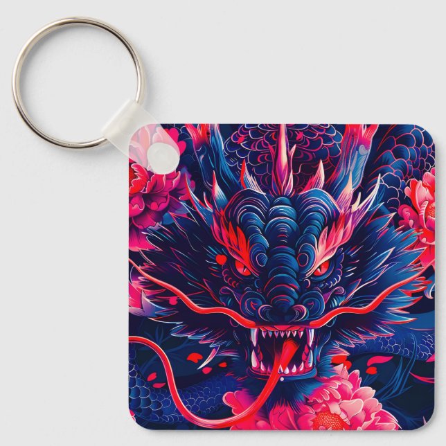 Llavero Fantástico Dragón de Furia de Flor (Anverso)