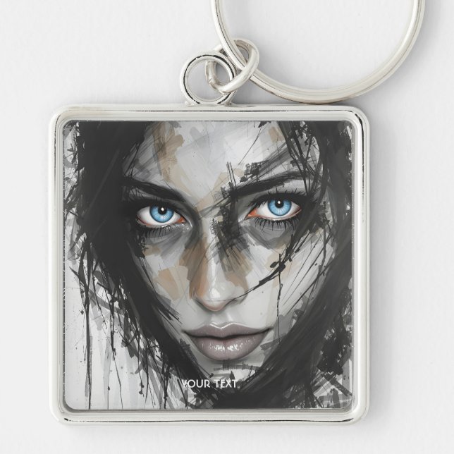 Llavero Fantasy Cute Black Blue Chica (Frente)